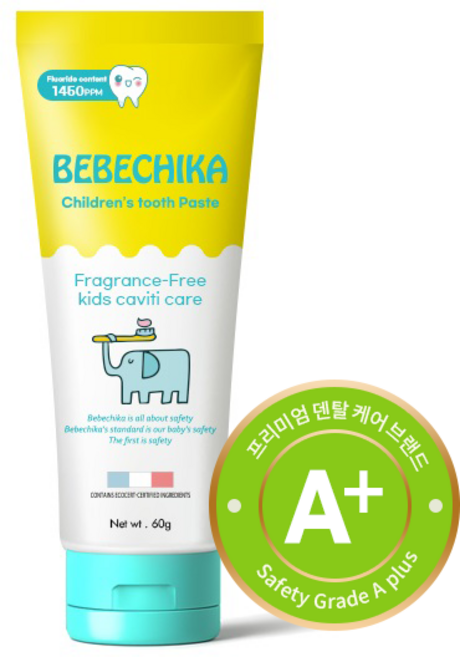 베베치카 국내최대 고불소1450 어린이 아기 불소 치약 무맛 무향, 1개, 60g