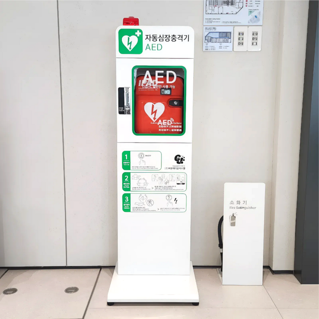 심장제세동기 씨유메디칼 자동제세동기 CU-SPRC 스탠드함세트 자동심장충격기, 1세트