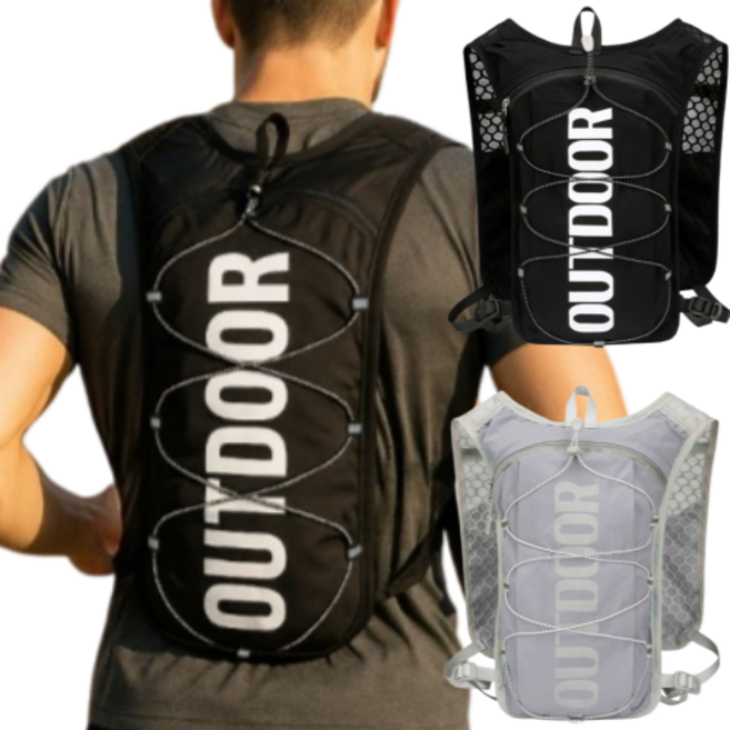 만만템 초경량 트레일 러닝 조끼 배낭 백팩, 블랙, 1개