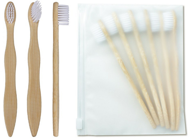 어린이 대나무 칫솔 6개 묶음 유아용, 1개입