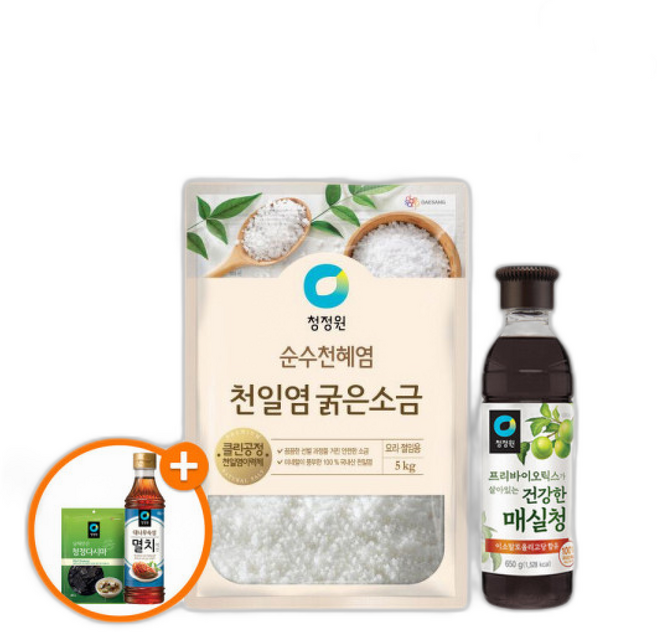 천일염 굵은소금 + 매실청 + 멸치액젓 + 다시마 (김장용품/김장준비/김장재료), 1개, 5kg