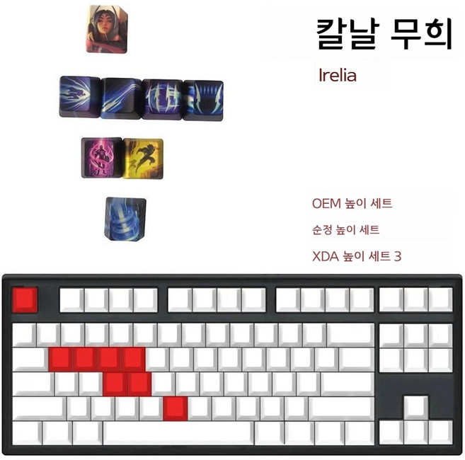PBT 키캡 5면 염료승화 XDA 프로필 기계식 키보드, 패키지 2, 맞춤형 키캡, 이렐리아 8키
