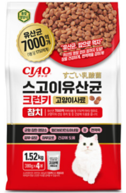 챠오츄르 전연령 고양이 스고이 유산균 크런키 건식사료, 참치, 1.52kg, 1개
