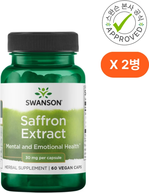 스완슨 사프란 추출물 30mg 60 비건캡슐 2개, 60정 - 쿠팡