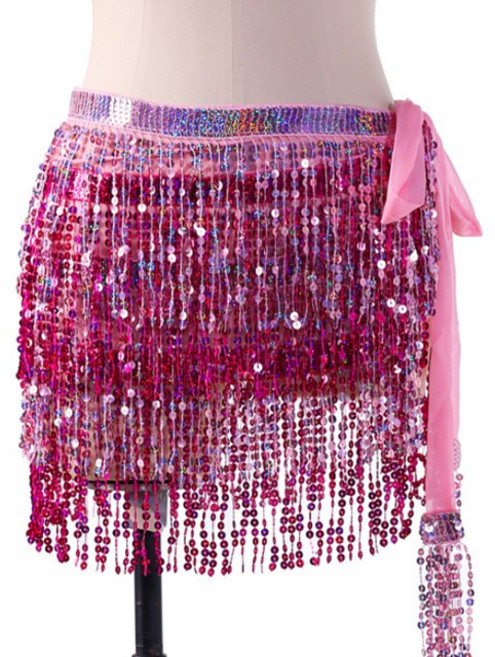 스팽글술 힙스카프 라인댄스 밸리 벨리 줌바 에어로빅 공연 무대 연습, 연핑크핫핑크