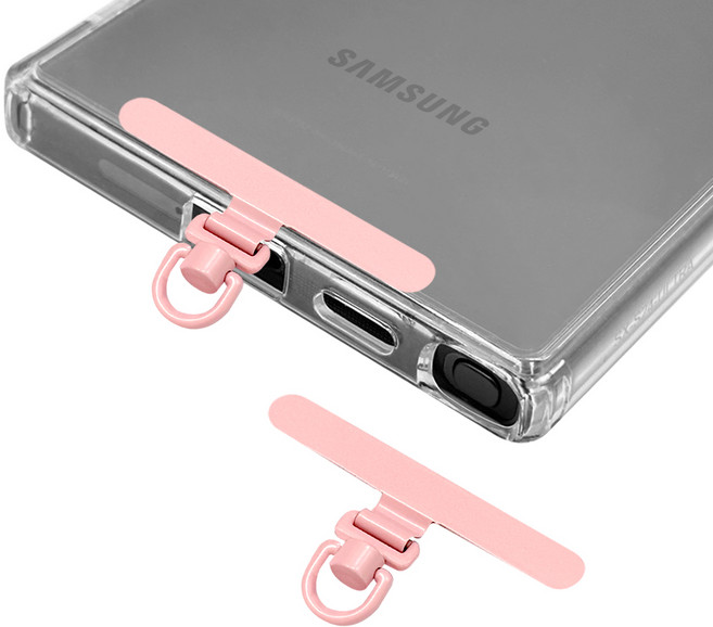 스마트폰 태그홀더 핸드 스트랩 고리 행온택 씬 스틸 스핀링, 2개, 매트핑크