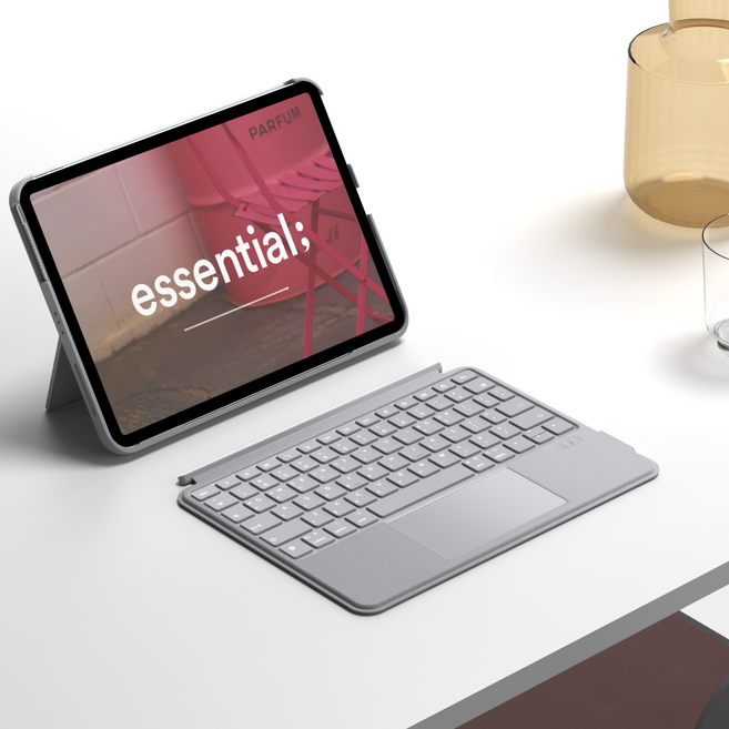 링크로 아이패드 키보드 케이스 매직키보드 펜슬 수납 분리형 세로거치 한국어 10.9인치 11인치 프로 1/2/3/4세대 에어 4/5/6/7/8세대 A16 10세대 11세대, 그레이, 1개