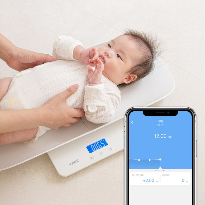 아가드커넥티드 베이비그로우 스마트 체중계 아기 디지털 몸무게 측정기, 스마트 체중계 화이트, 스마트 체중계 화이트