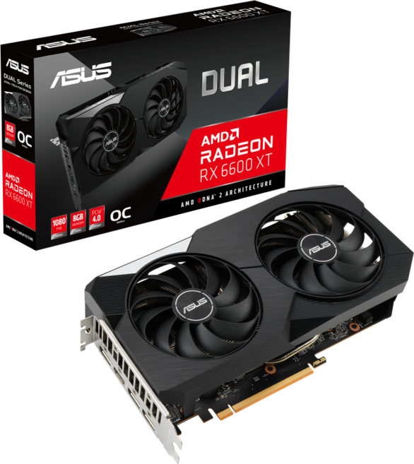 asus amd radeon 듀얼 rx 6600 xt 8gb gddr6 비디오 카드 gpu 그래픽 카드 128비트 7nm o8g, Graphic Card, 1개