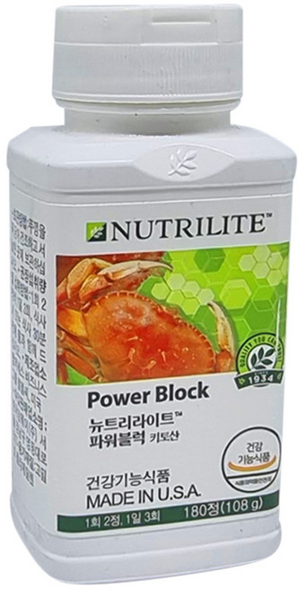 암웨이 파워블럭 키토산 (180정) + 새부리형 마스크 2매, 1개