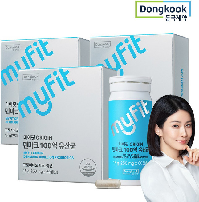 동국제약 마이핏 ORIGIN 이보영 LGG 덴마크 100억 유산균 프로바이오틱스 2개월분, 3박스, 60정