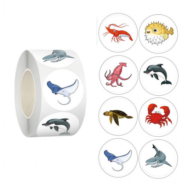 500매입 바다 돌고래 가오리 생물 스티커, 1세트, 혼합(S6153) 500개입