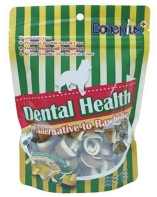 英國BONE PLUS 潔牙骨結1100g桶裝(家庭號) 狗零食, 1個, L號, 綜合雙色