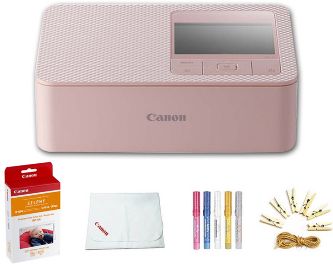 캐논 포토프린터 CP1500 + 엽서사이즈 RP-54 + 포켓파우치 + 포토라인 + 미피펜 랜덤발송 세트, 핑크