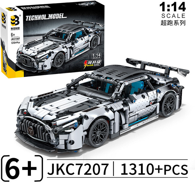 跑車積木模型，1:14比例，1310零件，益智拼裝玩具, 如圖, 1個