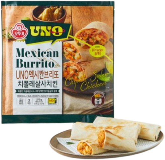 오뚜기 리얼 멕시칸 브리또 치폴레살사치킨 (냉동), 3개, 125g