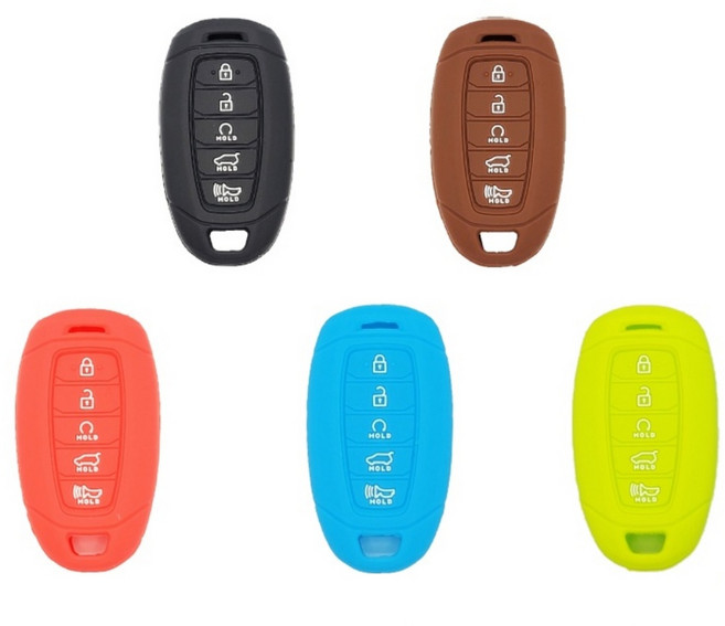 현대 기아 자동차 스마트키 실리콘 케이스 팰리세이드 싼타페TM 아반떼CN7 호환용, 베이비핑크