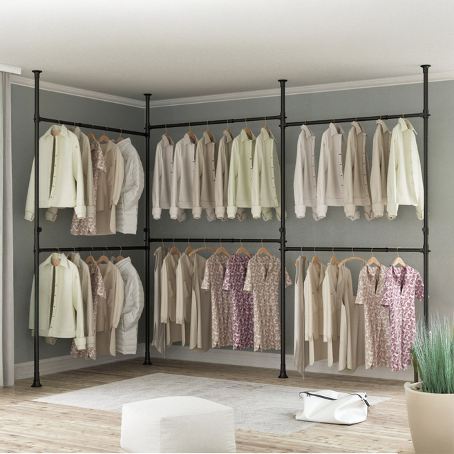 리우리빙 6단 조절행거 38mm 블랙/화이트, 리우리빙 조절행거 블랙