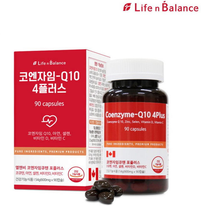 엘엔비 코엔자임Q10 90캡슐 코큐텐 100mg 아연 셀렌 비타민D 비타민C COENZYME Q10 100mg a day 하루1캡슐 5중기능성섭취 캐나다, 1개, 600mg, 89.9정