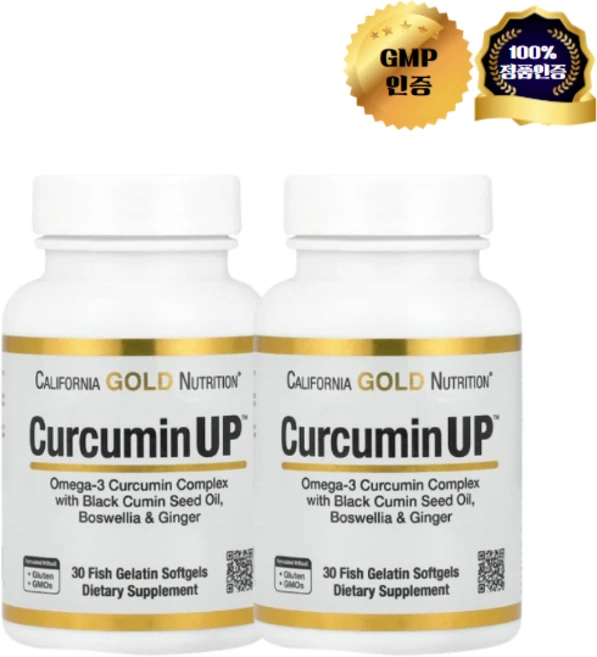 1+1 캘리포니아 골드 뉴트리션 커큐민업 오메가3 큐민 관절 소프트젤 30정 2통, 2개 - 쿠팡