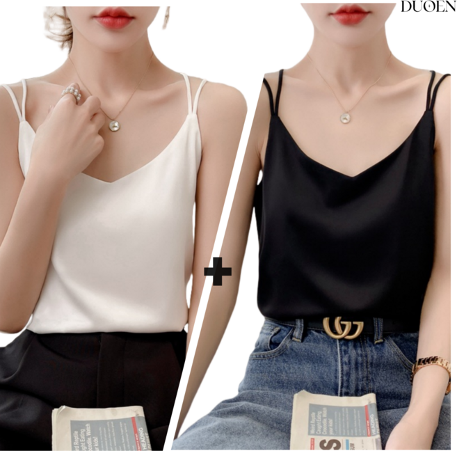 DUOEN1+1 여성 실크 민소매 이너 끈나시티