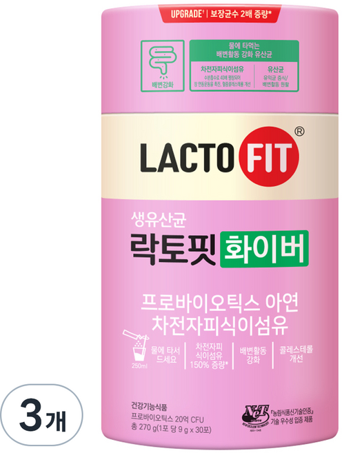 락토핏 화이버 유산균 30p, 3개, 270g