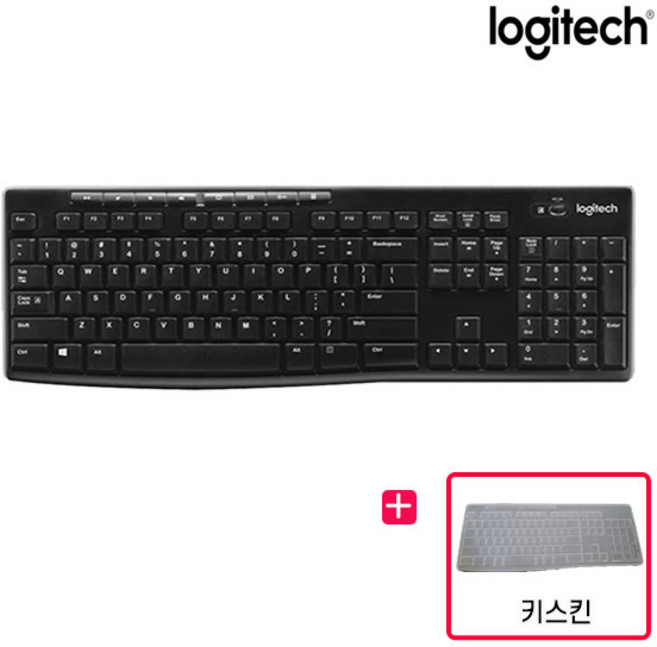로지텍코리아 k270 + 전용키스킨 사무용 무선 키보드 블랙, 제조사축, K270+키스킨+패드