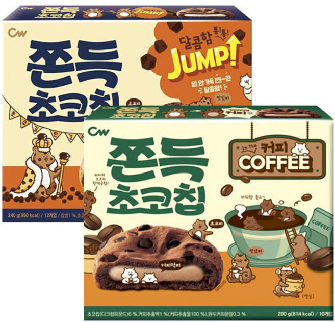 청우 쫀득초코칩240g+커피맛200g, 1세트, (총2개)