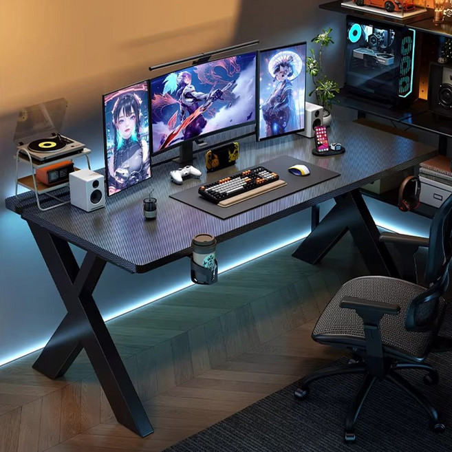 H N Quality Home 프리미엄 원목 파티션 게이밍 테이블, 블랙