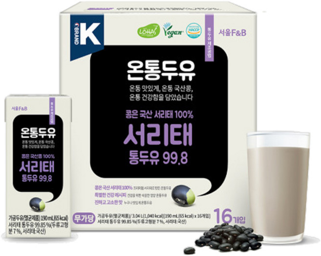 온통두유 서리태 통두유 16입, 190ml, 16개