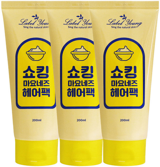라벨영 극손상모발케어 쇼킹마요네즈헤어팩2 + 1, 200ml, 3개