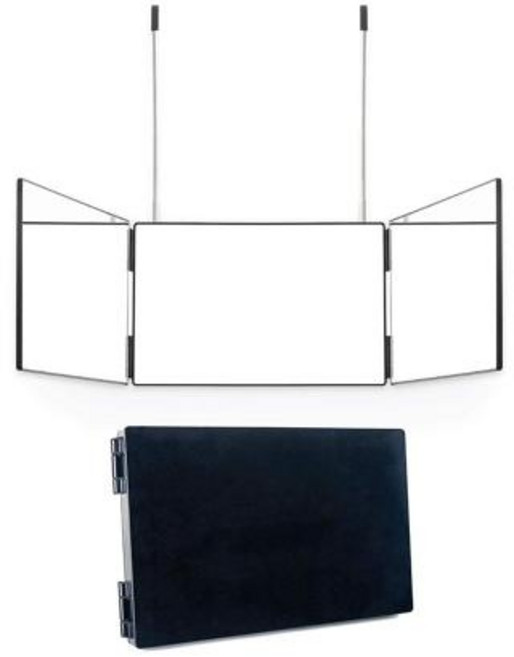 접이식 삼면거울 뒷머리 흰머리 Trifold LED 거울 자체 이발 화장 조명 조절 가능한 높이 3 웨이 Hd 유리, 1)Black No LED