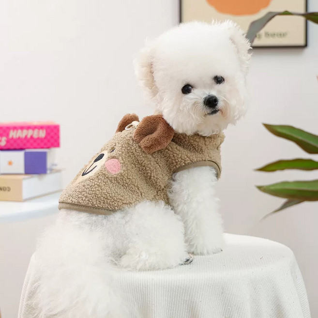 petdog 강아지 옷 봄옷 소형견 중형견 산책복 귀여운 애견의류, 브라운, 1개