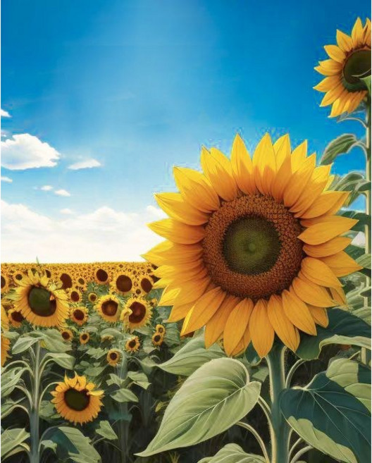 대진 보석십자수 43x53 사이즈 대형 금전운 보석 십자수, 쾌청한해바라기, 1개