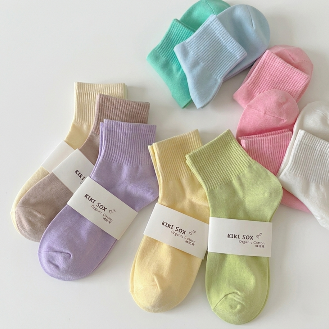 리슈 여성 학생 양말 무지 마카롱 봄양말 세트