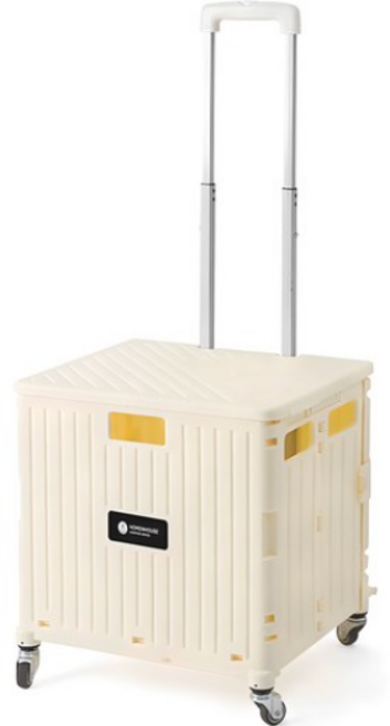 홈앤하우스 4바퀴 접이식 핸드카트 65L + 뚜껑 세트, IVORY, 2개