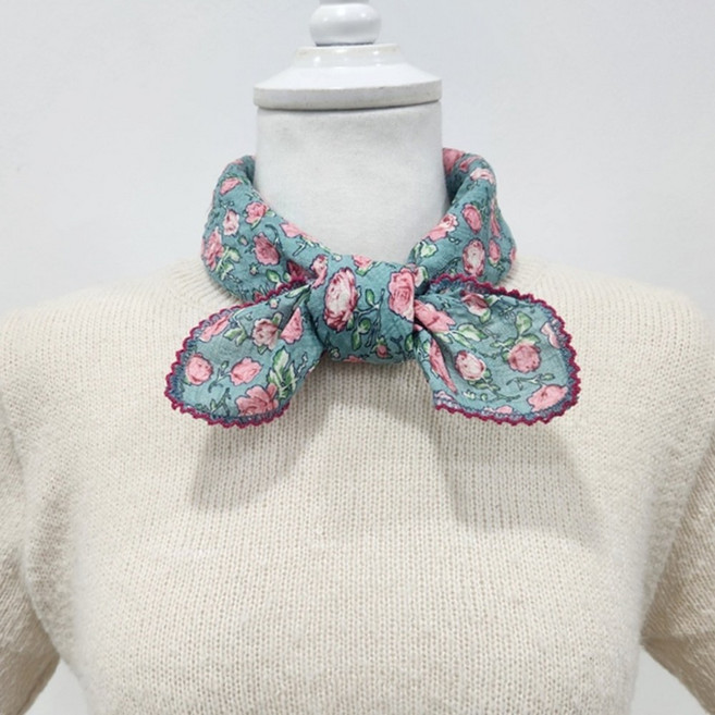 보라월드 국산 성인목수건 플라워 목손수건