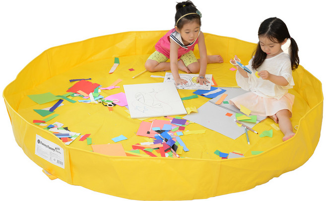 퍼니퍼니플레이매트 오감놀이 미술놀이 원형 모음, 옐로우(120cm)