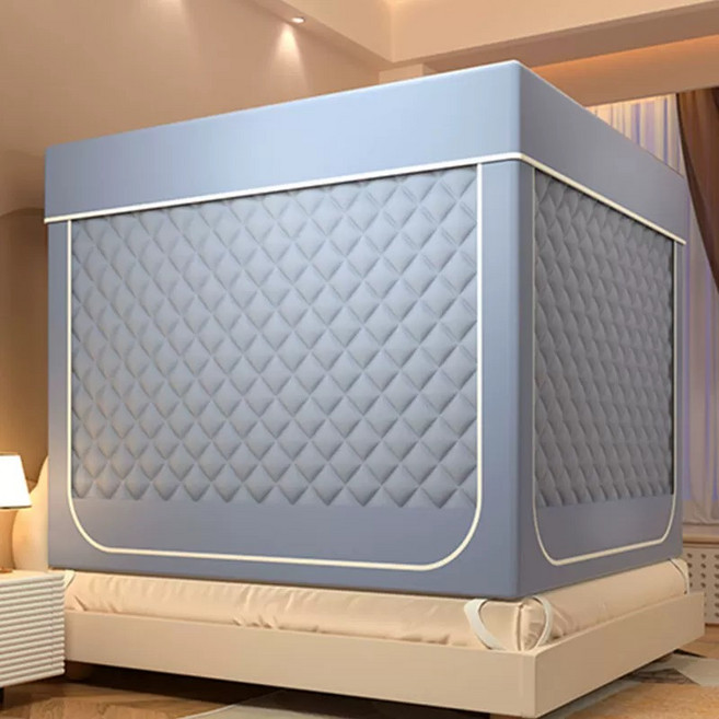 Mochae 사각 난방텐트 실내 방한 보온 텐트 모기장 기숙사 암막 침대 커튼 사계절 일체형 암막텐트 세트