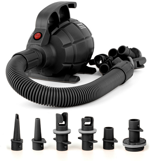 오토코스 수류탄 전동 휴대용 에어펌프 + 보관가방 2.5m 6종노즐 블랙컬러, 1개