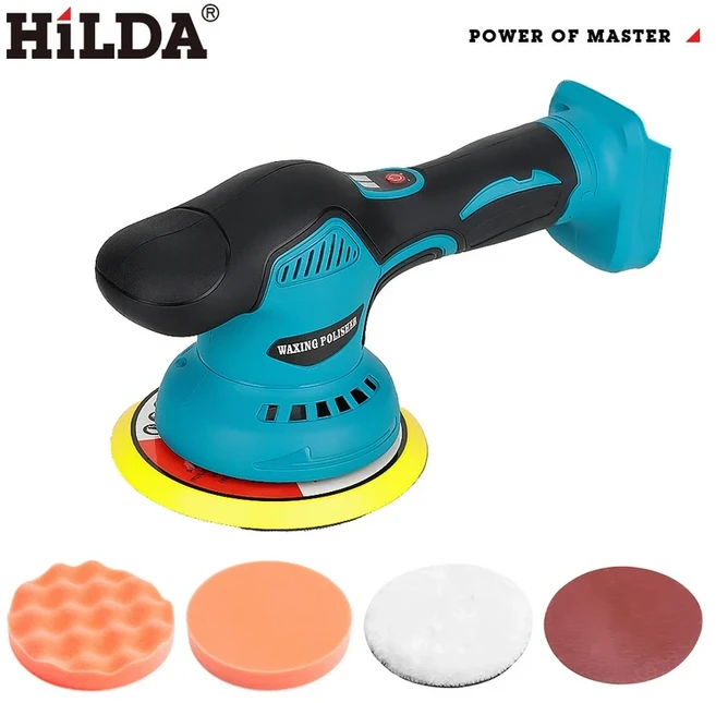 힐다 자동차 광택기 6단 디지털 디스플레이 무선 전기 광택기 자동차 왁싱 폴리싱 머신 마키타 21V 배터리, 01 AB365 No Battery