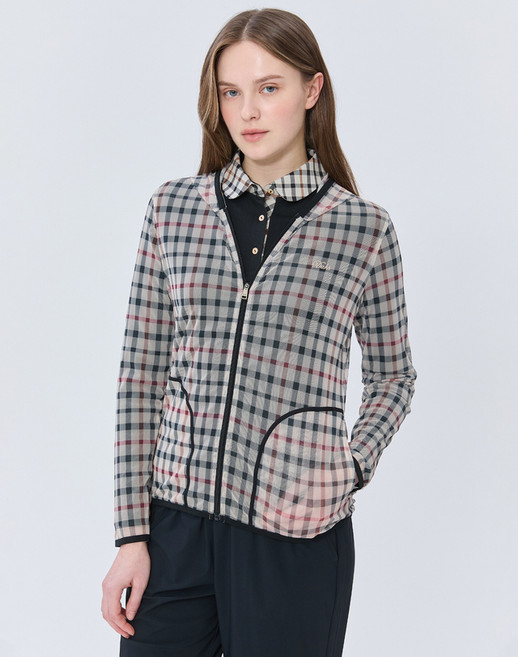 25SS [경량여름아우터][스테디셀러] 체크 경량 후드 집업(BEIGE) WNTS5B906I1