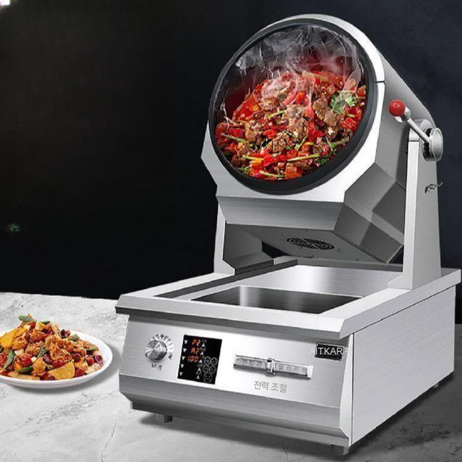 웍기계 볶음기계 회전 고기 볶음솥 탁상형 자동조리기 냄비, 매듭300포트8000W/380V