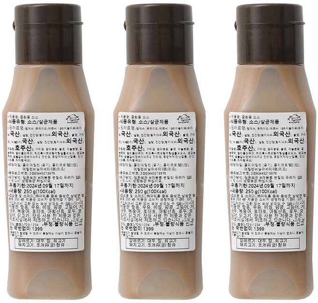 아워홈 행복한맛남 중화풍소스, 250g, 3개