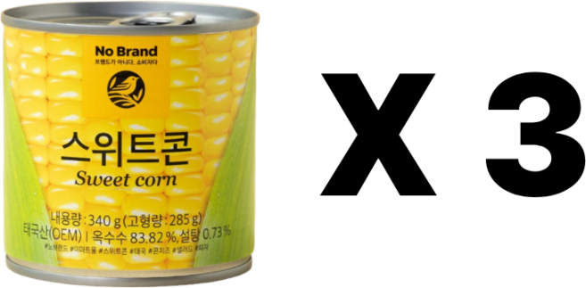노브랜드 스위트콘 옥수수 nobrand sweet corn, 3개, 340g
