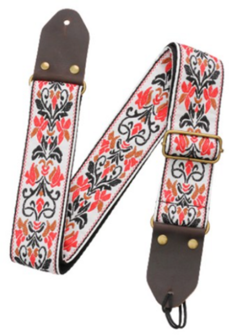 코네임 자수 일렉 베이스 통기타 어깨 멜빵 끈 스트랩 화이트 3W173, 3개