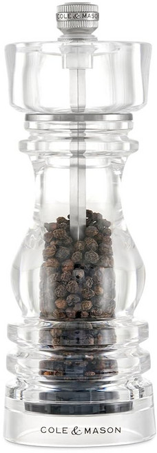 콜 앤 메이슨 런던 리필 가능한 스파이스 밀 주방 및 가정용 액세서리 소금 그라인더 세트 세라믹 메커니즘이 있는 탄소강 8 초콜릿 우드, 18cm, Acrylic