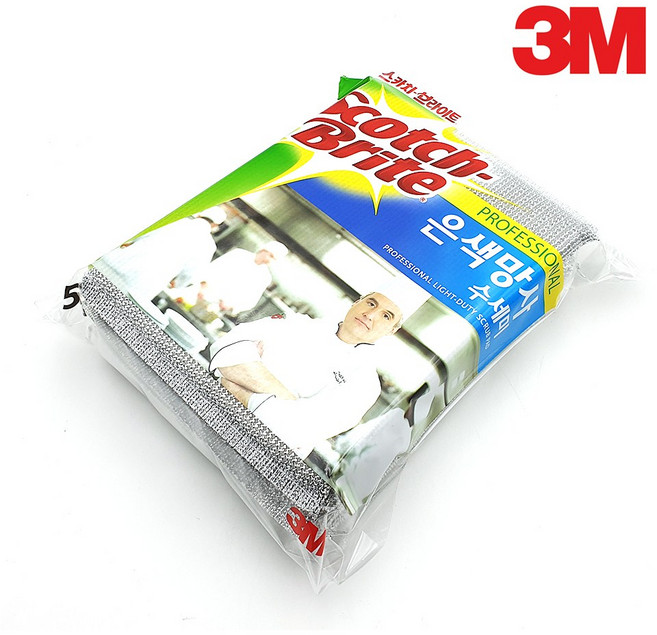 3M 스카치브라이트 은색 망사 수세미 5개입, 1세트, 5개