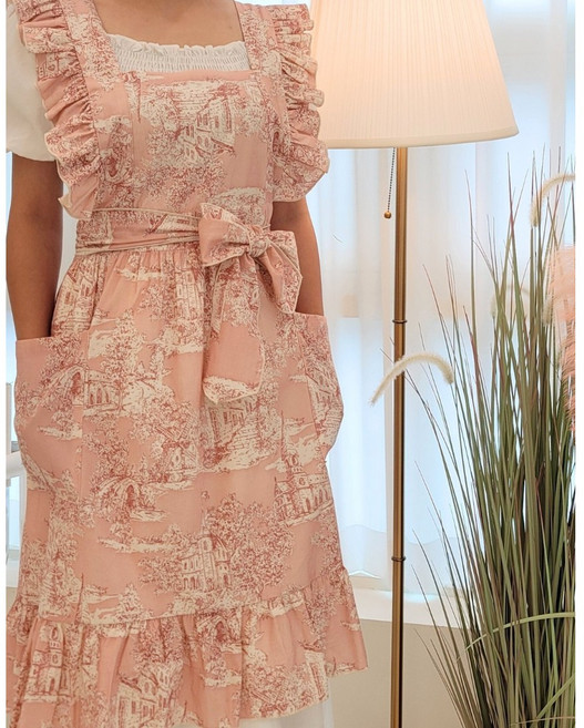 마리마켓 에뜨왈 원피스 앞치마 방수 주방 카페 어린이집 식당 미용실 유치원 선생님 네일샵, 1개, 에뜨왈: PINK