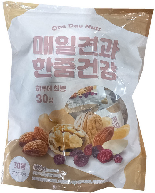 원데이넛츠 매일견과 한줌건강(내용물 소포장), 600g, 1개
